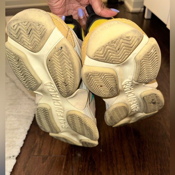 Balenciaga Triple S Sneaker Beige Green Yellow Size 9 US - Picture 6 of 7